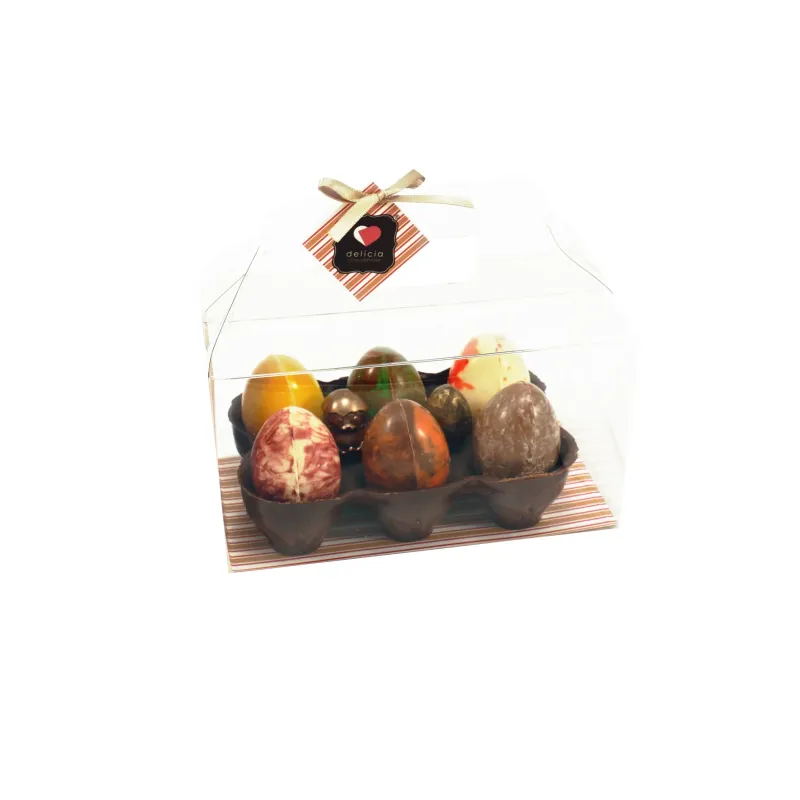 Oveira com 6 Ovos de Galinha Pintados